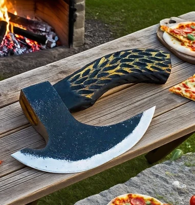 Cortador de hacha de pizza vikinga grabado - Herramienta de cocina vikinga personalizada regalo para él Foto 1 de 4