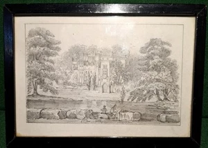 Vintage circa 1950 detailed miniature hand sketched pencil drawing framed - Picture 1 of 1