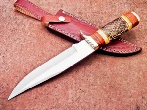 12" UNIQUE CUSTOM HANDMADE D2 STEEL BLADE BOWIE HUNTING KNIFE - SHEATH - WD-8918 - Picture 1 of 10