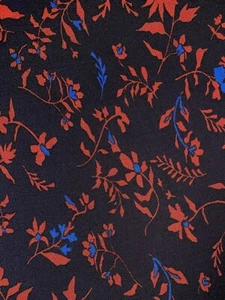 1.7M Stretch Navy Red Blue Floral Print Power Mesh Dressmaking Fabric - Picture 1 of 3