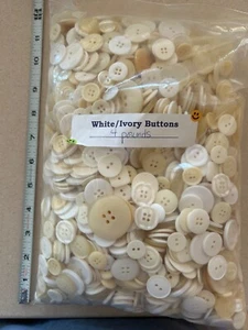 NOS WHITE IVORY PLASTIC BUTTONS 4 POUNDS, LBS ASSORTED SIZE CRAFTS SEWING - Picture 1 of 2