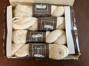 Vtg DMC French Virgin Wool Tapestry Needlepoint Yarn Lot of 4 Skeins #6244 Ivory - Picture 1 of 5