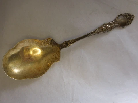 WALLACE VIOLET 1904 STERLING SILVER SERVING SPOON GOLD WASHED BOWL NO MONO 8 3/4 Cover