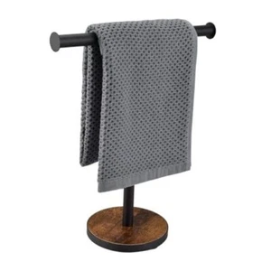 Towel Holder Stand, Countertop Hand Towel Stand for Rustic Brown-round Base - Picture 1 of 7