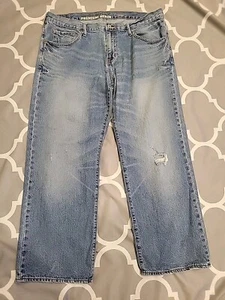 Vintage Old Navy Jeans Mens 38x30 Baggy Loose Wide Leg Light Wash Distressed Y2K - Picture 1 of 18
