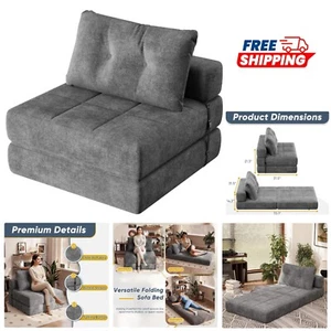 Convertible Sleeper Sofa Bed Chenille Compact Comfortable for Small Spaces - Picture 1 of 9
