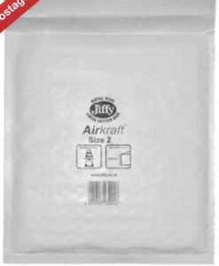 6pcs White Jiffy Airkraft Bubble Envelopes Size 2 205mm x 245mm LARGE LETTER - Picture 1 of 2