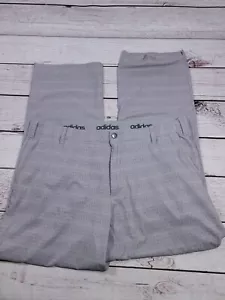 Adidas Pantalone Uomo Taglia 40/32 Flat Front Crew Grigio con Motivo U6 - Foto 1 di 6