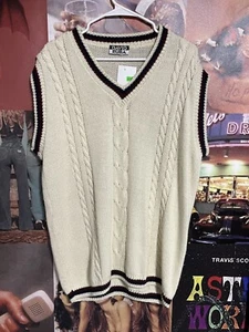 vintage knitted sweater vest white size large brand david ruba white - Picture 1 of 9