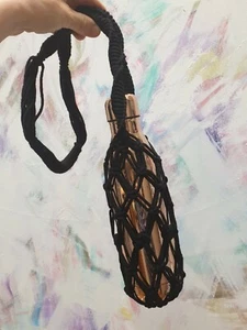 Handmade Macrame Water Bottle Holder. Unique Bottle Carrier black walks - Picture 1 of 3