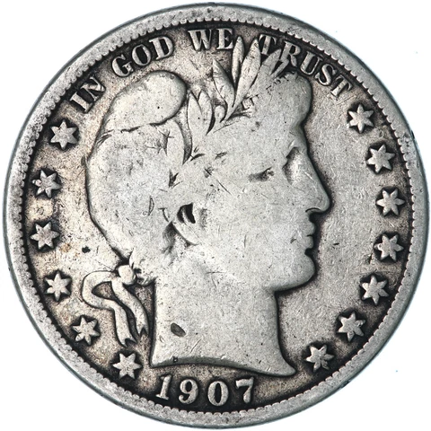 1907 O Barber Half Dollar 90% Silver Very Good VG+ See Pics R851 Cover