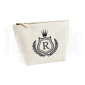 Personalised 'Crest' Make Up Case Bag- ANY LETTER  (D2) - Picture 1 of 2