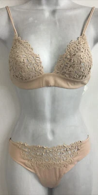 Sujetador La Perla 34B Y Bragas XS Nuevo Macramé Nude ☼ Copa Y Braguita Frontal Foto 1 de 4