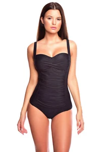 Z-9344-BA6-SW) LEGANTER DAMEN BADEANZUG SCHWARZ MIT RAFFUNGEN EINTEILER GR. 40 - Bild 1 von 1