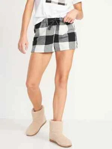 Nuevo con etiquetas Antiguo Pijama Boxer Azul Marino Franela Pantalones Cortos para Dormir Negro Búfalo Cuadros Mujeres MLXLXXL - Imagen 1 de 5