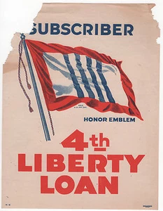 4. Liberty Darlehen Ehre Emblem Abonnent Flagge Fenster Poster *WIE BESEHEN* - Bild 1 von 1