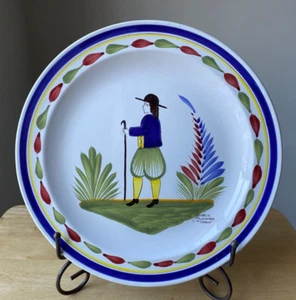 KERALUC QUIMPER 11.25" Breton Man Dinner Plate - France - EUC - Picture 1 of 3