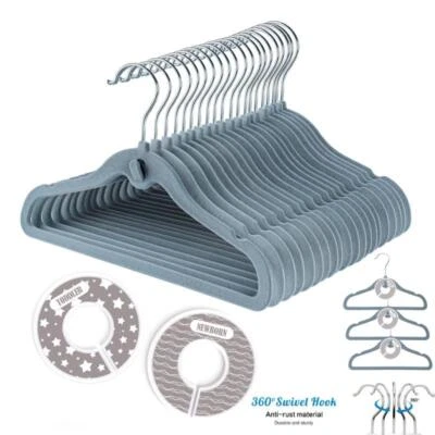 Kinder Kleiderbügel Samt 20-100 Baby bügel Anti-Rutsch Platzsparend Hemdenbügel - Bild 1 von 4