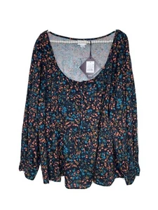 Nuevo con etiquetas para mujer Ava & Viv estampado floral negro manga larga talla grande talla 2X - Imagen 1 de 5
