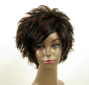 perruque femme afro 100% cheveux naturel courte méchée noir/rouge LAET 07/1b410 - Picture 1 of 9