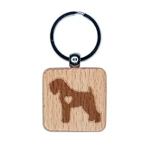 Black Russian Terrier Chornyi Dog with Heart Engraved Wood Square Keychain - Picture 1 of 6