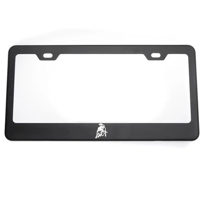 Marco de matrícula para Lamborghini negro mate con logotipo cromado grabado acero inoxidable Foto 1 de 4