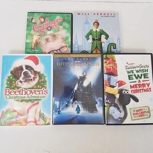 5 DVD Movies A Christmas Story, Elf, Polar Express, Beethoven, Shaun the Sheep - Imagen 1 de 17