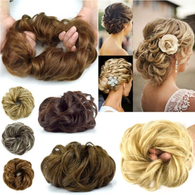 Thick Curly Messy Bun Hair Extension Natural Synthetic Scrunchie Updo Hairpieces - Image 1 of 4