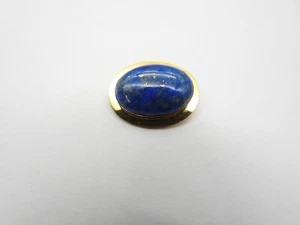 Oval Marble Blue Natural Stone Gold Tone Metal Brooch Vintage - Picture 1 of 4