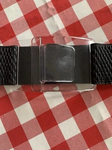 SUZI ROHER Belt Large Black Stretchy Wide Chunky Designer Minimalist Clear Clasp - Picture 1 of 8