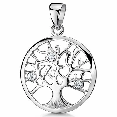 MATERIA Damen Anhänger Lebensbaum 925 Silber Zirkonia weiß Keltisch + Box - Bild 1 von 4