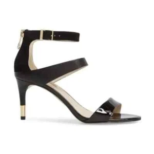 NEW Louise Et Cie Women Keit Texture Block Gold Zip Ankle Strap Heel Dress Shoe - Picture 1 of 7