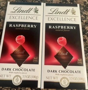 2 Lindt Excellence HIMBEERE natürliche Aromen DUNKLE SCHOKOLADE 3,5 Unzen Riegel Posten - Bild 1 von 3