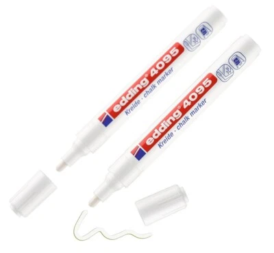 2 x Edding Kreidemarker 4095 Kreidestift Fenster Sprühkreide, weiß, 2-3 mm - Bild 1 von 4
