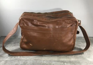Colombian Soft Brown Leather Duffel Duffle Gym Travel Weekender Bag Pack Vintage - Picture 1 of 11