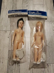 Darice Craft Designer Doll With Stand Set Of 2 Blond Black Hair New Sealed - Picture 1 of 9