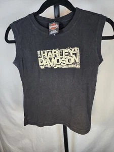 VTG Orlando Harley Davidson Ribbed Knit Sleeveless Distressed Tee-New w/out Tags - Picture 1 of 7