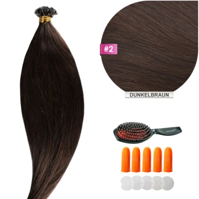 Keratin Bonding - 2 Dunkelbraun - Haar Extensions 100% Echthaar Haarverlängerung
