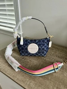 Neu mit Etikett Coach Dempsey Schultertasche Signatur Jacquard jeansblau Handtasche $ 298 - Bild 1 von 9