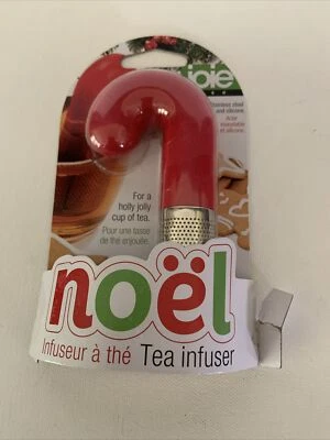 Infusor de té de caña de caramelo de Navidad Joie Noël acero inoxidable y silicona ¡NUEVO! Foto 1 de 4