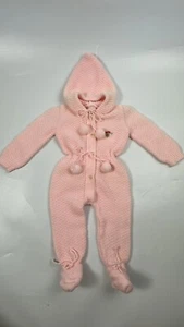 Mameluco con Capucha Rosa Vintage Renzo Imports Tejido Crochet Bebé Niñas Hecho en Italia - Imagen 1 de 9