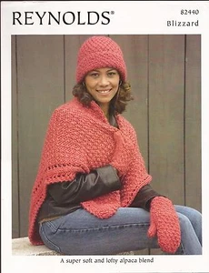 Blizzard Shawl, Hat, Mittens Reynolds Knitting Pattern #82440 - Pattern Only - Picture 1 of 2