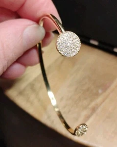 STELLA und DOT vergoldet offene Manschette Dual Micro Kristall Pave Armband 6,75+! - Bild 1 von 9