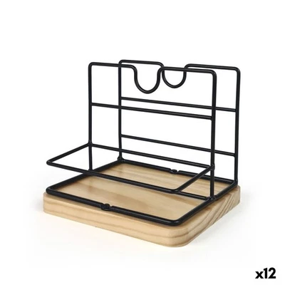 Secchio organizzatore My Bar Marrone Nero Legno Metallo 15 x 13 x 14 cm [12 U - Immagine 1 di 4