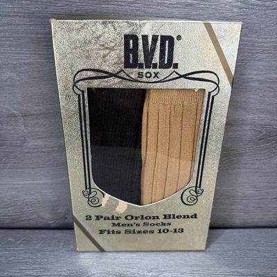 BVD SOX винтажный 2 пары мужской платье носки 10-13 подарочный набор 4-PLY усиленный каблук носок новый из старых запасов - Изображение 1 из 4