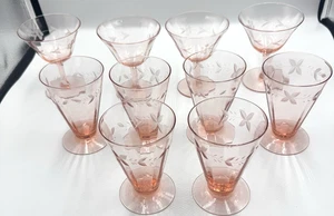 9 Tiffin Franziskaner ROSA Stieloptik Gläser geätzt geschliffen floral - Bild 1 von 24