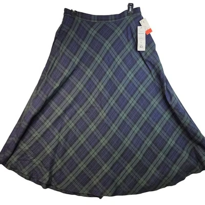 Falda Heirloom Tartán Cuadros Grande Midi Línea A Mezcla Lana Bolsillos Stock Muerto EE. UU. Foto 1 de 4