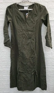 Neu Frrench Meadows V-Ausschnitt Frontdetail Wikingerkleid oliv Größe Medium - Bild 1 von 9