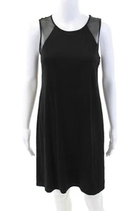 Eileen Fisher Womens Sleeveless Mesh Trim Silk Knit Mini Dress Black Size PS - Picture 1 of 13
