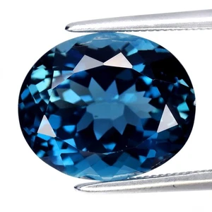 💎 6.10ct 12x10mm VS Oval Natural London Blue Topaz - Stunning Brazil Gemstone - Picture 1 of 4